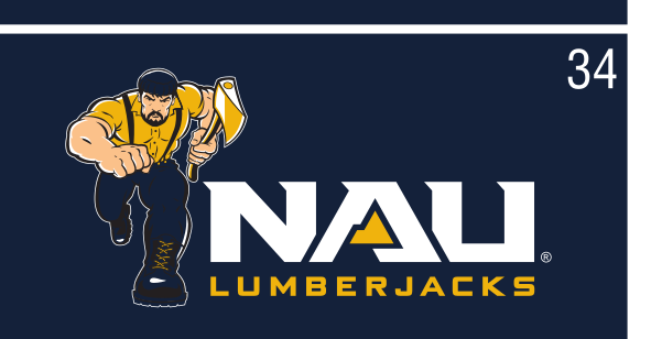 Mascot NAU LUMBERJACKS lockup, color on blue variant, cell 34