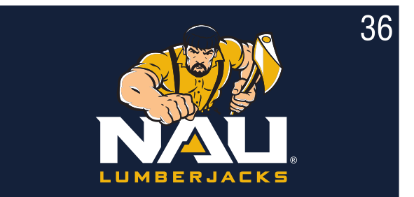 Mascot NAU LUMBERJACKS lockup, color on blue variant, cell 36