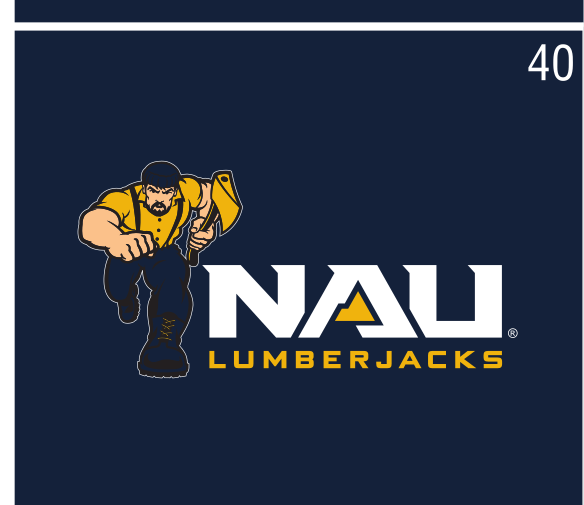 Mascot NAU LUMBERJACKS lockup (embroidery), color on blue variant, cell 40