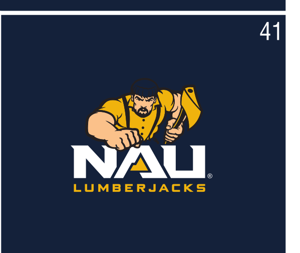 Mascot NAU LUMBERJACKS lockup (embroidery), color on blue variant, cell 41