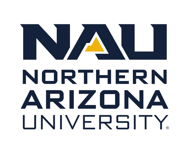 NAU logo, stacked blue/black variant, cell 43