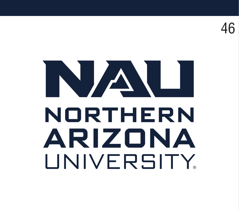 NAU logo, stacked white on blue variant, cell 46
