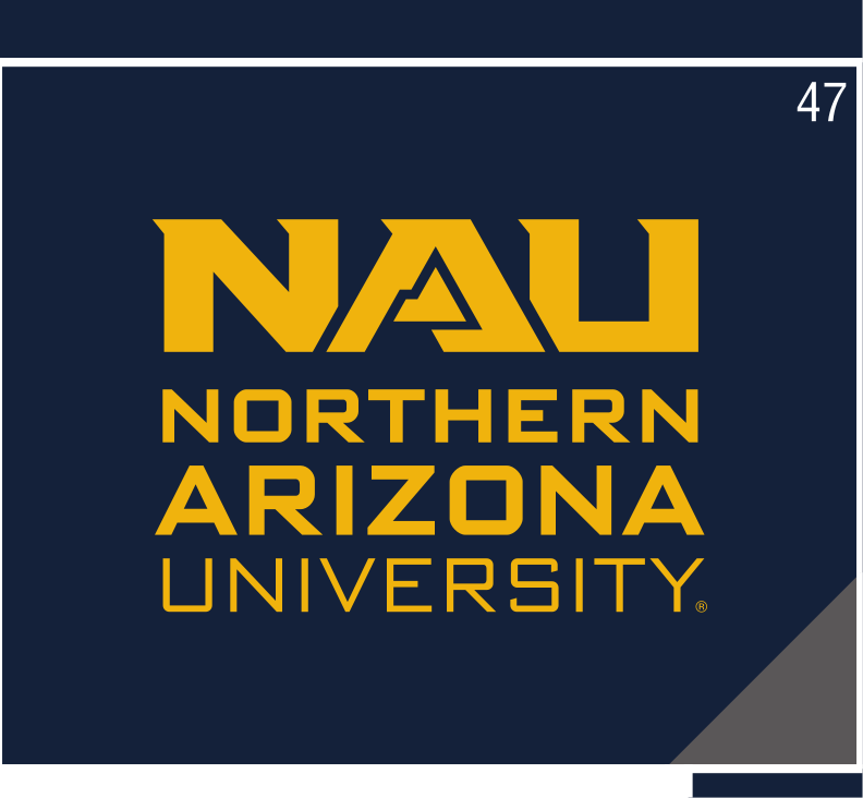 NAU logo, stacked gold on blue variant, cell 47