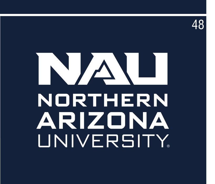 NAU logo, stacked white on blue variant, cell 48