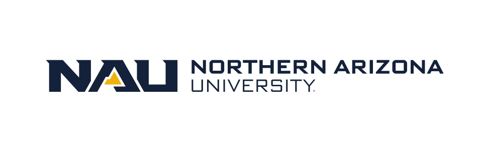 NAU logo, horizontal blue/black variant, cell 49