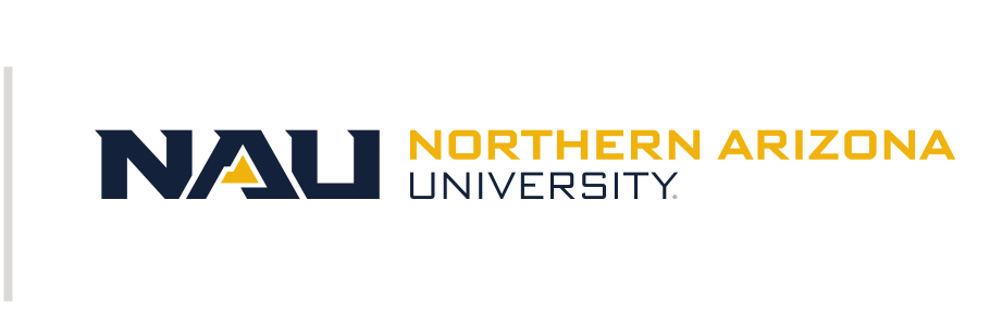 NAU logo, horizontal blue/gold variant, cell 50