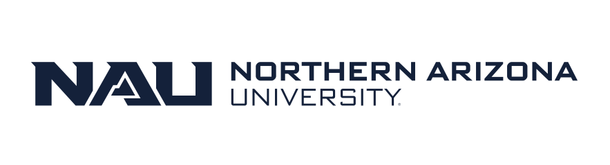 NAU logo, horizontal blue/black variant, cell 52