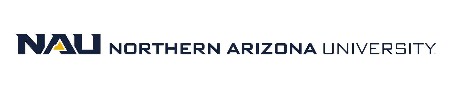 NAU logo, long horizontal blue/black variant, cell 54