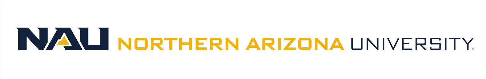 NAU logo, long horizontal blue/gold variant, cell 55