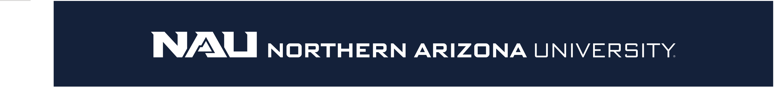NAU logo, long horizontal white on blue variant, cell 58