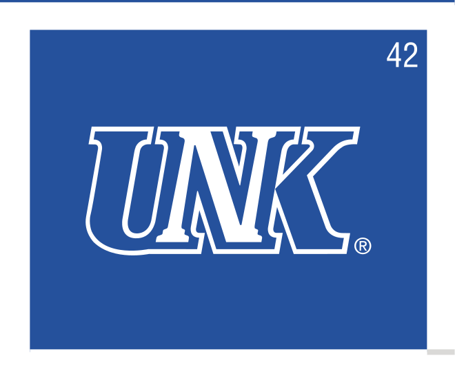 UNK lettermark, white on blue variant, cell 42