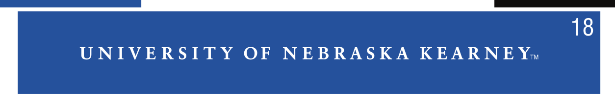 University of Nebraska Kearney wordmark (all caps), white on blue variant, cell 18