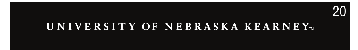 University of Nebraska Kearney wordmark (all caps), white on black variant, cell 20