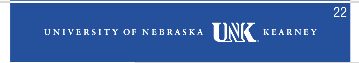 University of Nebraska UNK Kearney horizontal lockup, white on blue variant, cell 22
