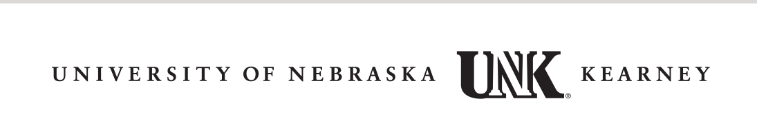 University of Nebraska UNK Kearney horizontal lockup, black variant, cell 23