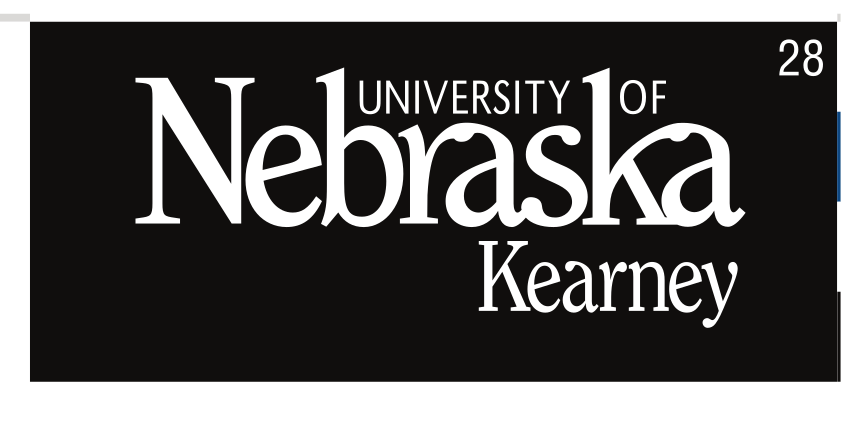 University of Nebraska Kearney wordmark (serif), white on black variant, cell 28