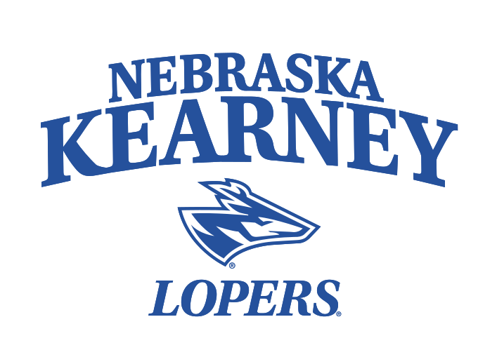 Nebraska Kearney Lopers lockup, blue on white variant, cell 45