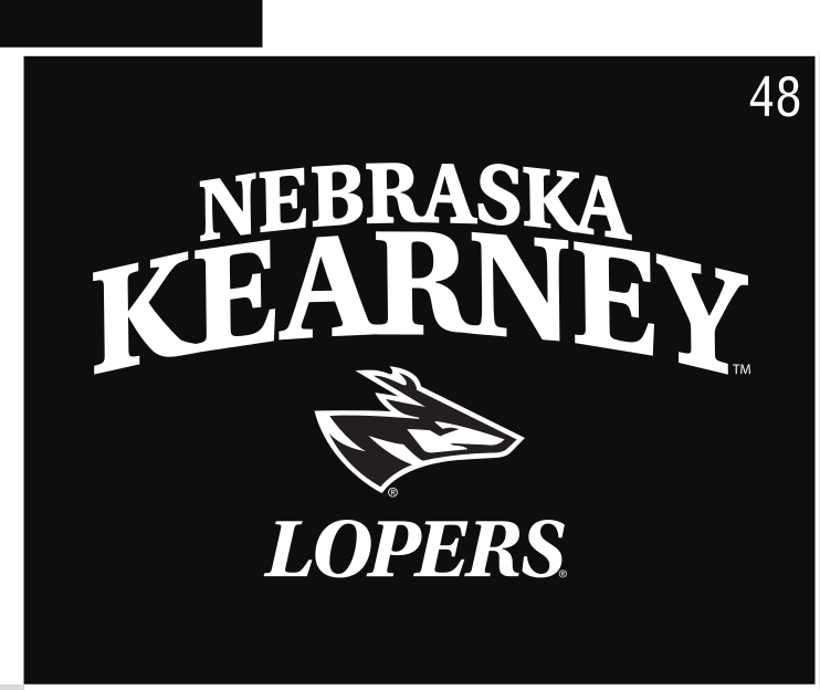 Nebraska Kearney Lopers lockup, white on black variant, cell 48
