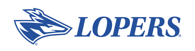 Lopers horizontal lockup, blue on white variant, cell 49