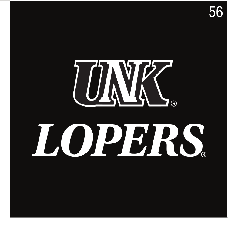 UNK Lopers wordmark, white on black variant, cell 56