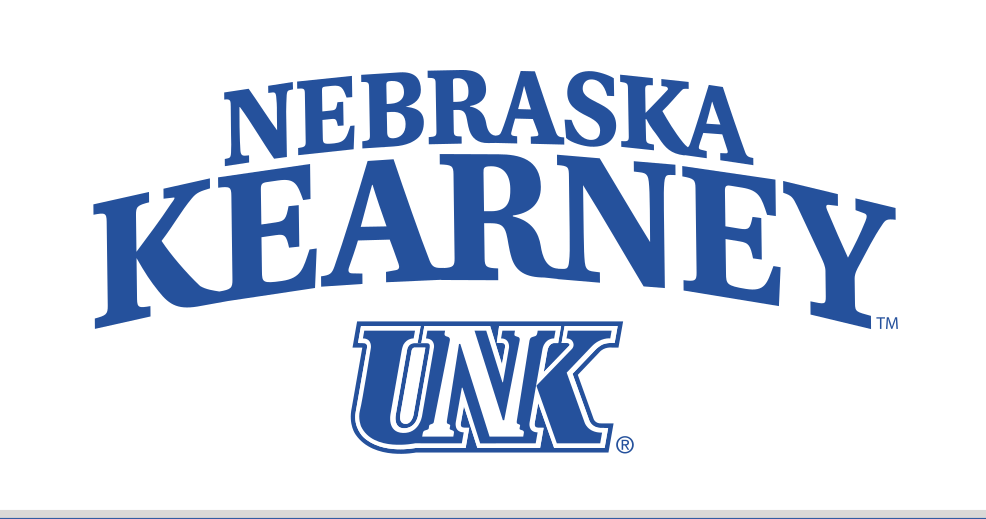 Nebraska Kearney UNK lockup, blue on white variant, cell 70