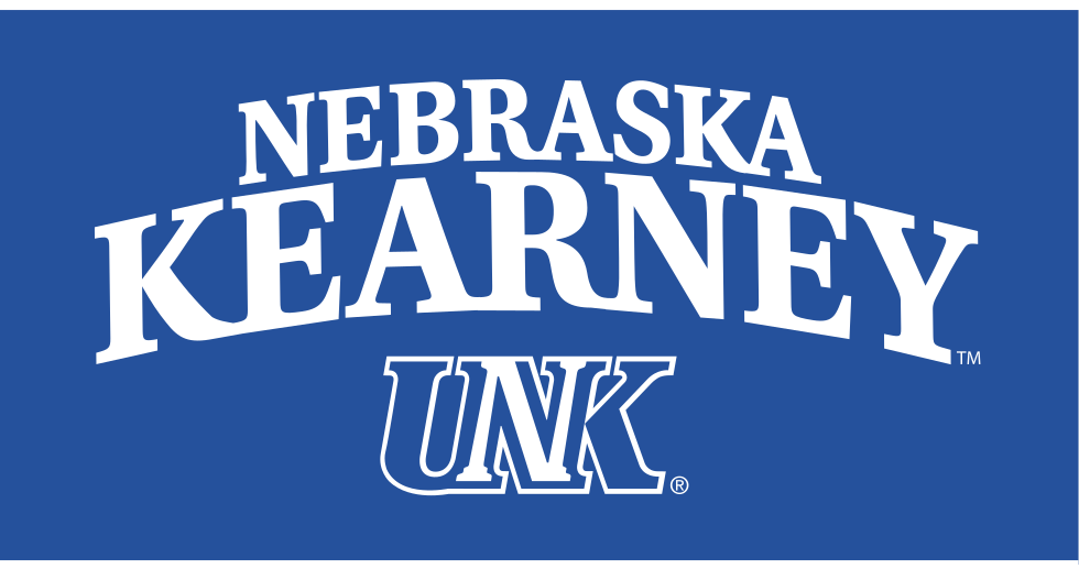 Nebraska Kearney UNK lockup, white on blue variant, cell 71