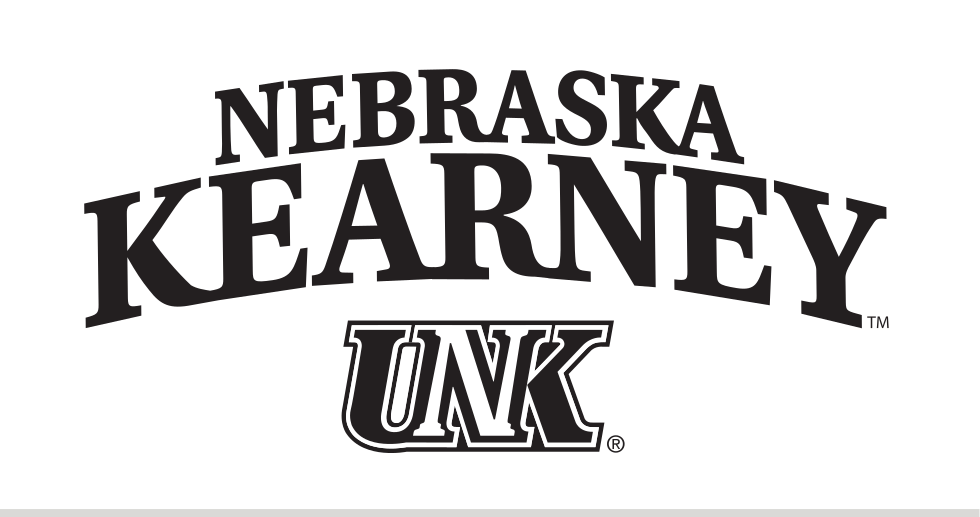 Nebraska Kearney UNK lockup, black on white variant, cell 72