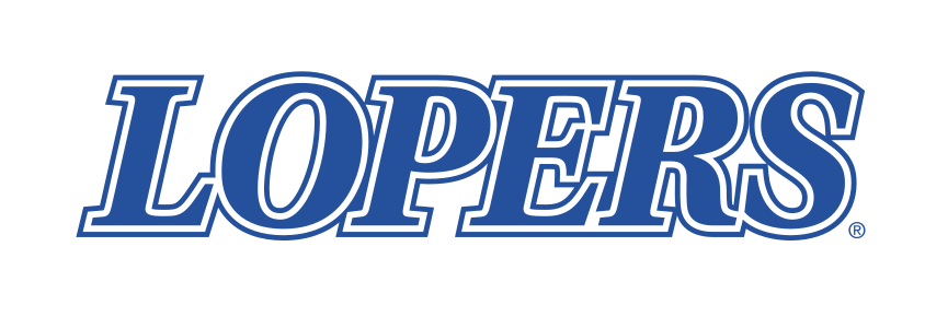 LOPERS outlined wordmark, blue on white variant, cell 81