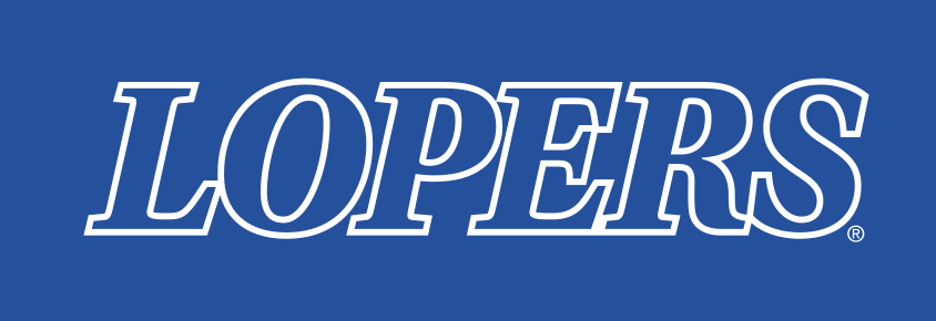LOPERS outlined wordmark, white on blue variant, cell 83