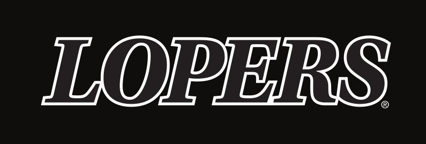 LOPERS outlined wordmark, white on black variant, cell 84