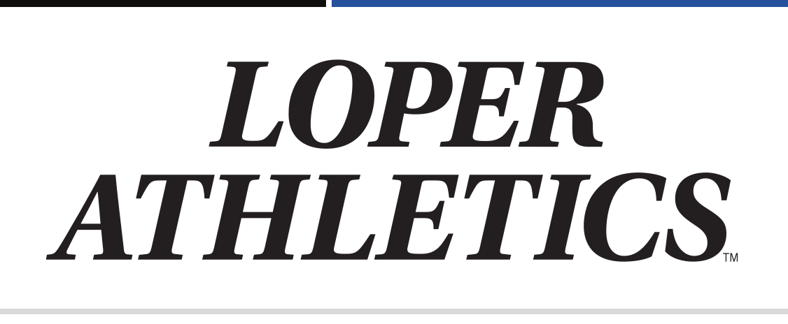 LOPER ATHLETICS wordmark, black on white variant, cell 87