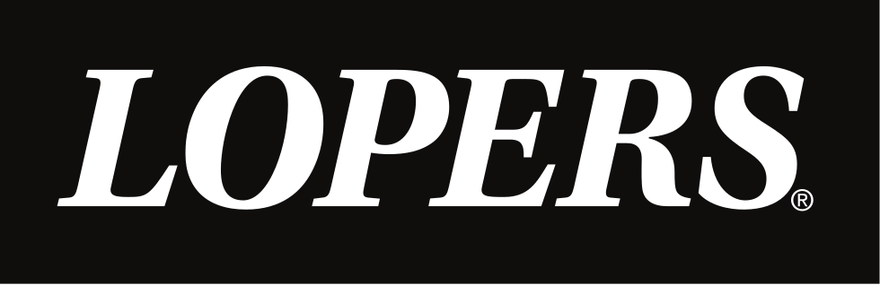 LOPERS wordmark, white on black variant, cell 92