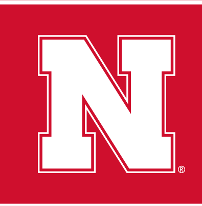 Nebraska N, red with white and black outline variant, cell 2