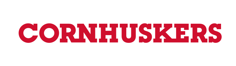 CORNHUSKERS wordmark, red variant, cell 9