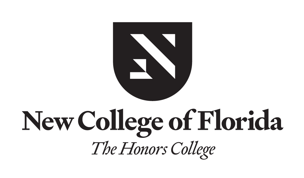 New College of Florida logo, stacked, black variant, cell 7