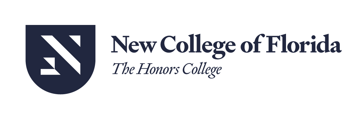 New College of Florida logo, horizontal, navy variant, cell 9