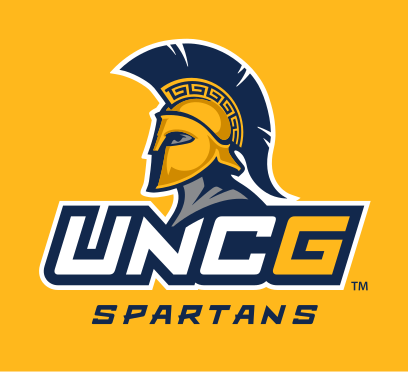 UNCG secondary mark with SPARTANS wordmark, full color on gold variant, cell 8