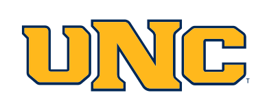 UNC lettermark, gold with blue outline variant, cell 3