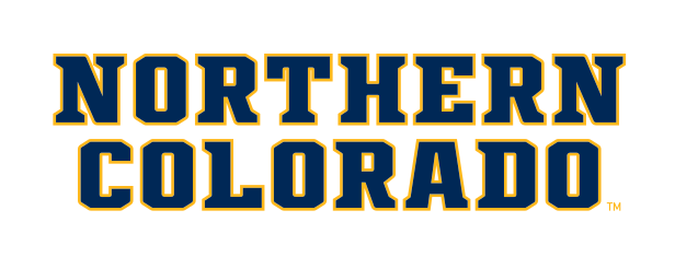 Northern Colorado wordmark, blue with gold outline variant, cell 16