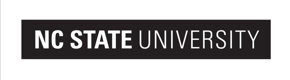 NC State University wordmark, horizontal white on black variant, cell 30