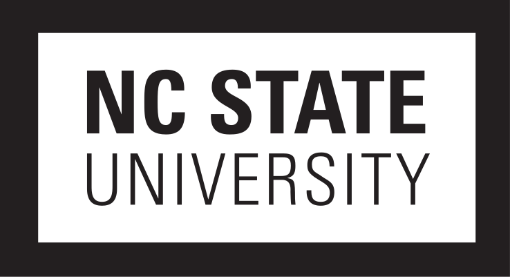 NC State University wordmark, stacked black on white variant, cell 40