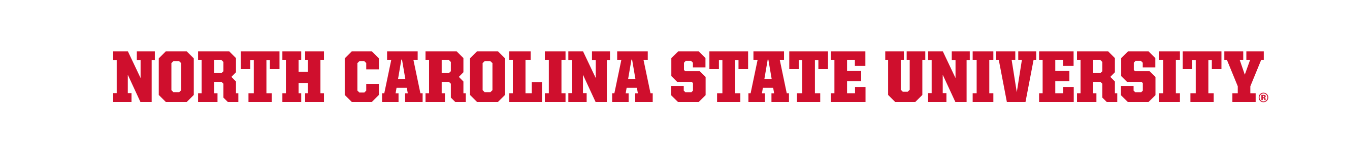 NORTH CAROLINA STATE UNIVERSITY wordmark, red horizontal variant, cell 20