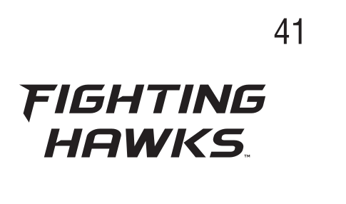 FIGHTING HAWKS wordmark, stacked black variant, cell 41