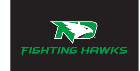 Hawk head with FIGHTING HAWKS, horizontal green/black variant, cell 71