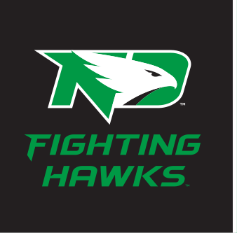 Hawk head with FIGHTING HAWKS, stacked green/black variant, cell 74