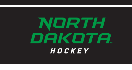 NORTH DAKOTA HOCKEY wordmark, stacked white on black variant, cell 88