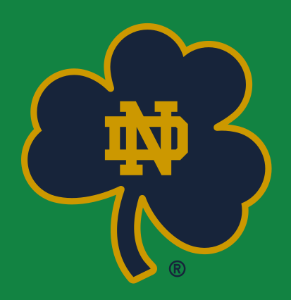 ND Monogram Lock-Up Mark, Shamrock Navy/Gold on Green variant