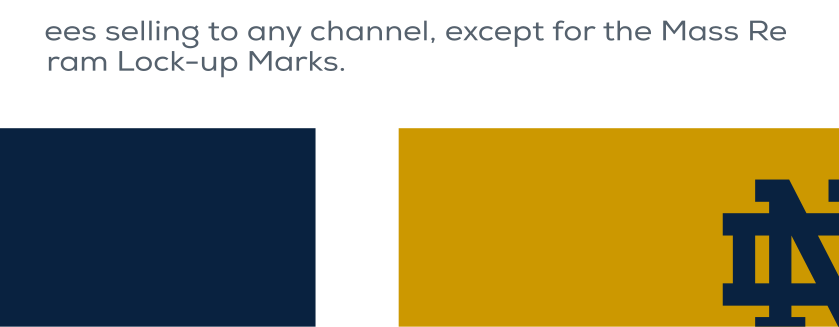 ND monogram with IRISH, gold on navy variant