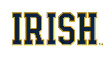 Irish wordmark, blue with gold outline variant