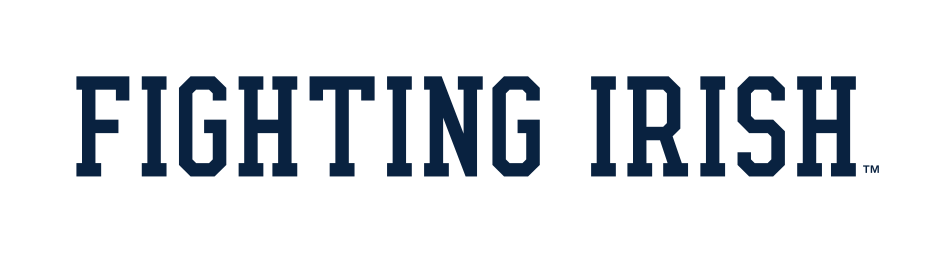 Fighting Irish wordmark, blue variant